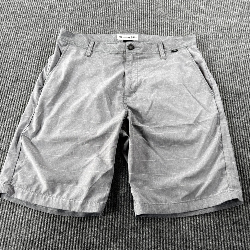 TravisMathew‎ Golf Shorts Mens Size 34 Grey Pinstripe Performance Stretch